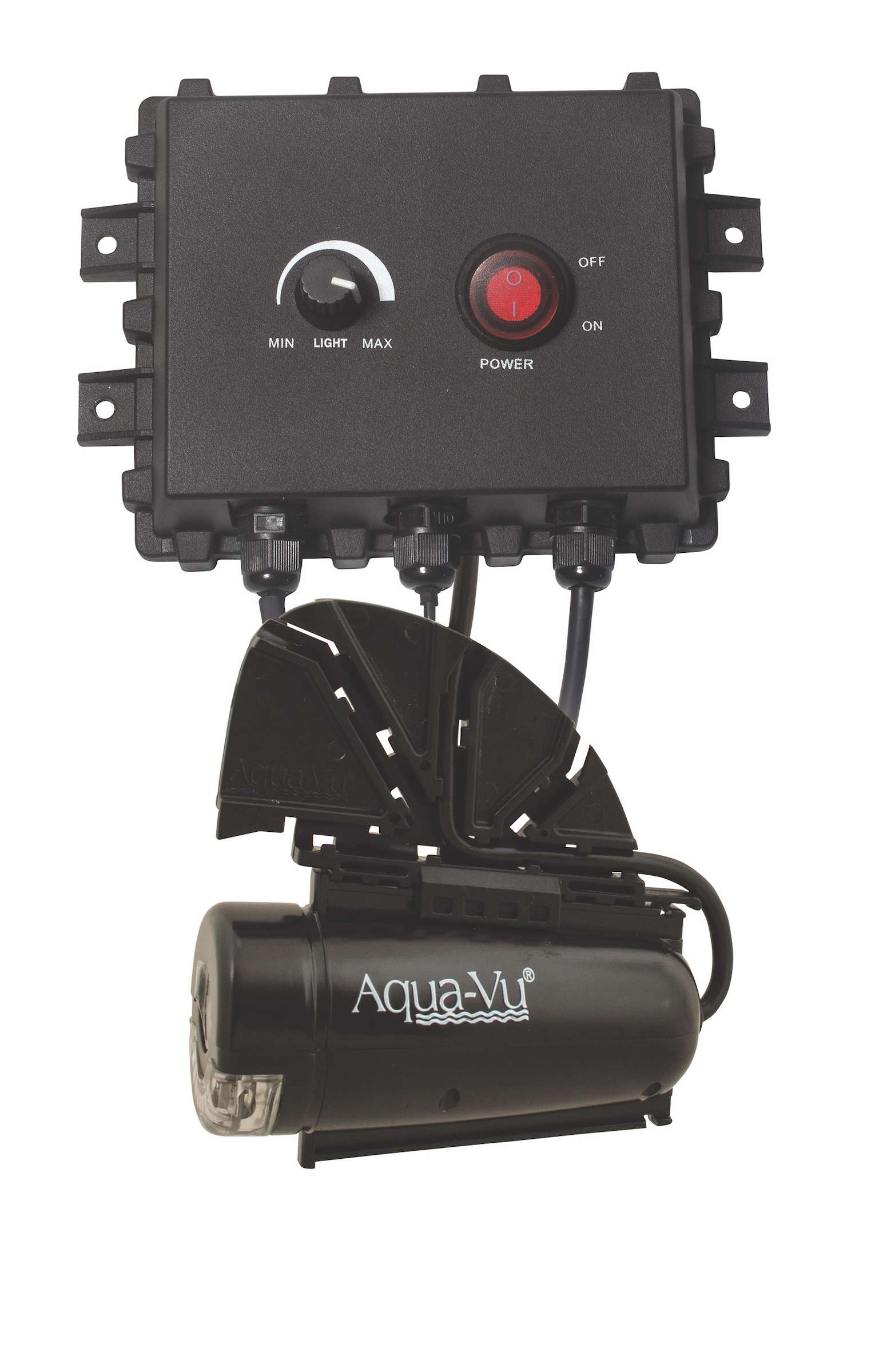 Multi-Vu XD Underwater Camera Adaptor System	<br>
Aqua-Vu<br>
$349.99<br>
Where sonar provides clues, an underwater camera reveals real-life answers. Both tools belong in the boat and in your ice fishing shelter. And now, thanks to a new device from Aqua-Vu, anglers can see all perspectives of the underwater world on a single screen. The Multi-Vu XD Underwater Camera Adaptor System instantly adds underwater video functionality to your boatâs sonar, or a TV or video monitor inside your large ice fishing shelter.
<br><br>
Coupled with the Multi-Vu XD System, any sonar or TV equipped with an analog video input can be immediately transformed into a clear, colorful underwater viewer. Compatible sonar systems include products from Lowrance, Garmin and Raymarine. 
<br><br>
The complete Multi-Vu Underwater Viewing Adaptor System features a high-res (600 lines of resolution) Aqua-Vu Color Underwater Video Camera with adjustable IR lighting, exclusive XD Camera Housing, 75 feet of 200-pound-test cable with Cable Wrap and waterproof Multi-Vu Control Module with 12-volt power cable. 
