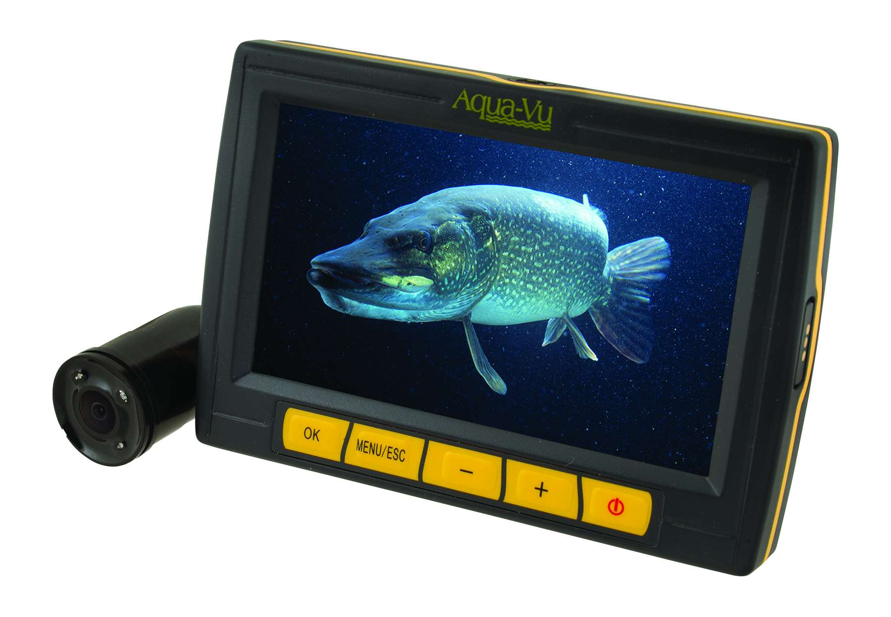 Micro Stealth 4.3<br> 
Aqua-Vu<br>	
$229.99<br>
Major value and breathtaking live underwater video come together in one ultra-portable, easy- to-use underwater viewing system. The micro Stealth comes complete with a 4.3-inch high-resolution color LCD connected to 50-feet of reinforced cable and a super stealthy microÂ® underwater camera. State of the art viewscreen and camera optics deliver the sharpest, clearest, most colorful underwater image available in an economically priced viewing system. The magnetic battery charger assures the whole system is IP67 waterproof. Micro camera system includes clip-on ballast weight and two separate, adjustable viewing fins for trolling/drifting and for ice fishing. Internal Lithium-ion battery powers the micro camera system for up to five hours. 		