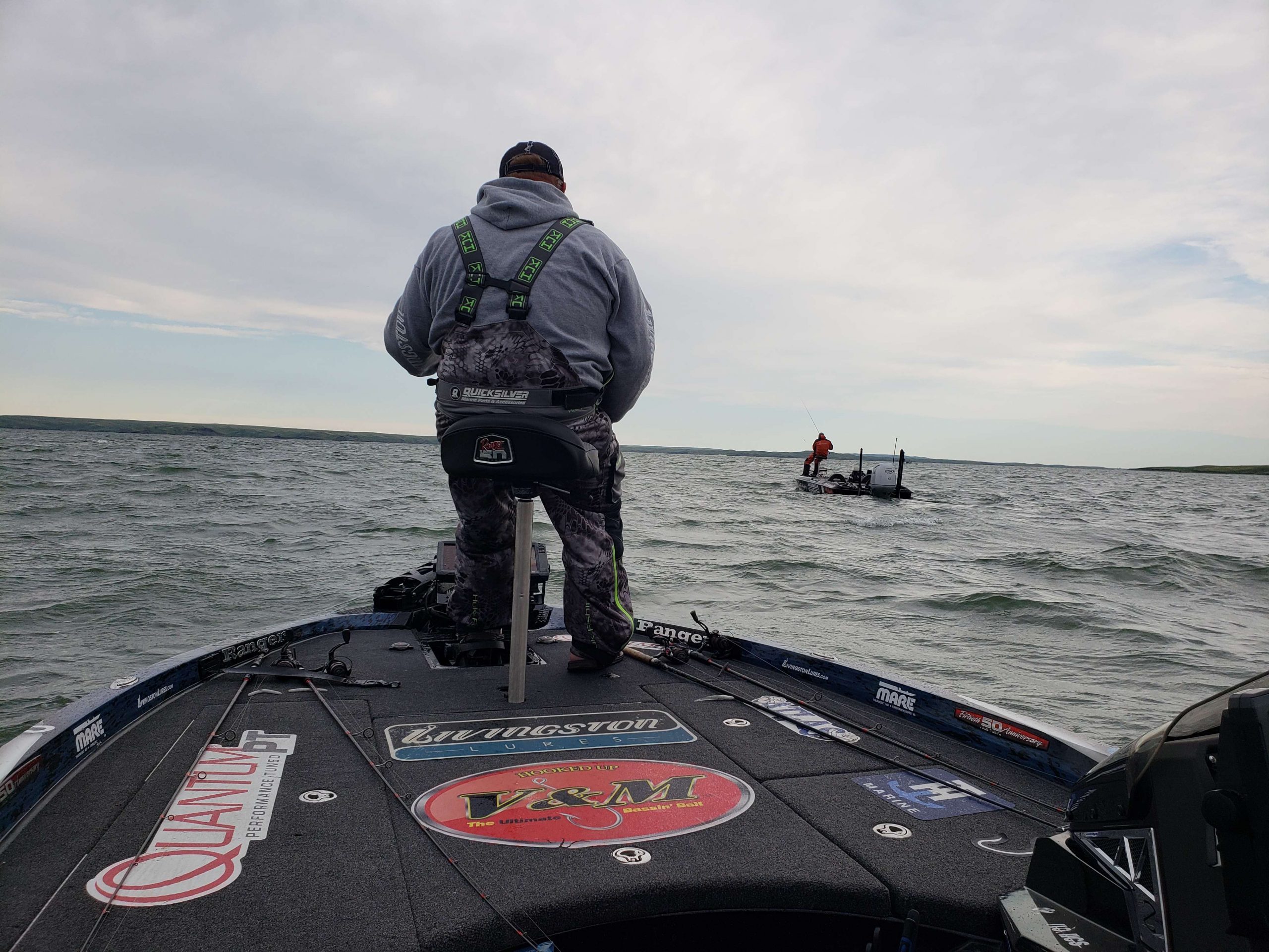 Big lake is fishing a little small right away as Powrnoznik and Wiggins fish in close quarters. 