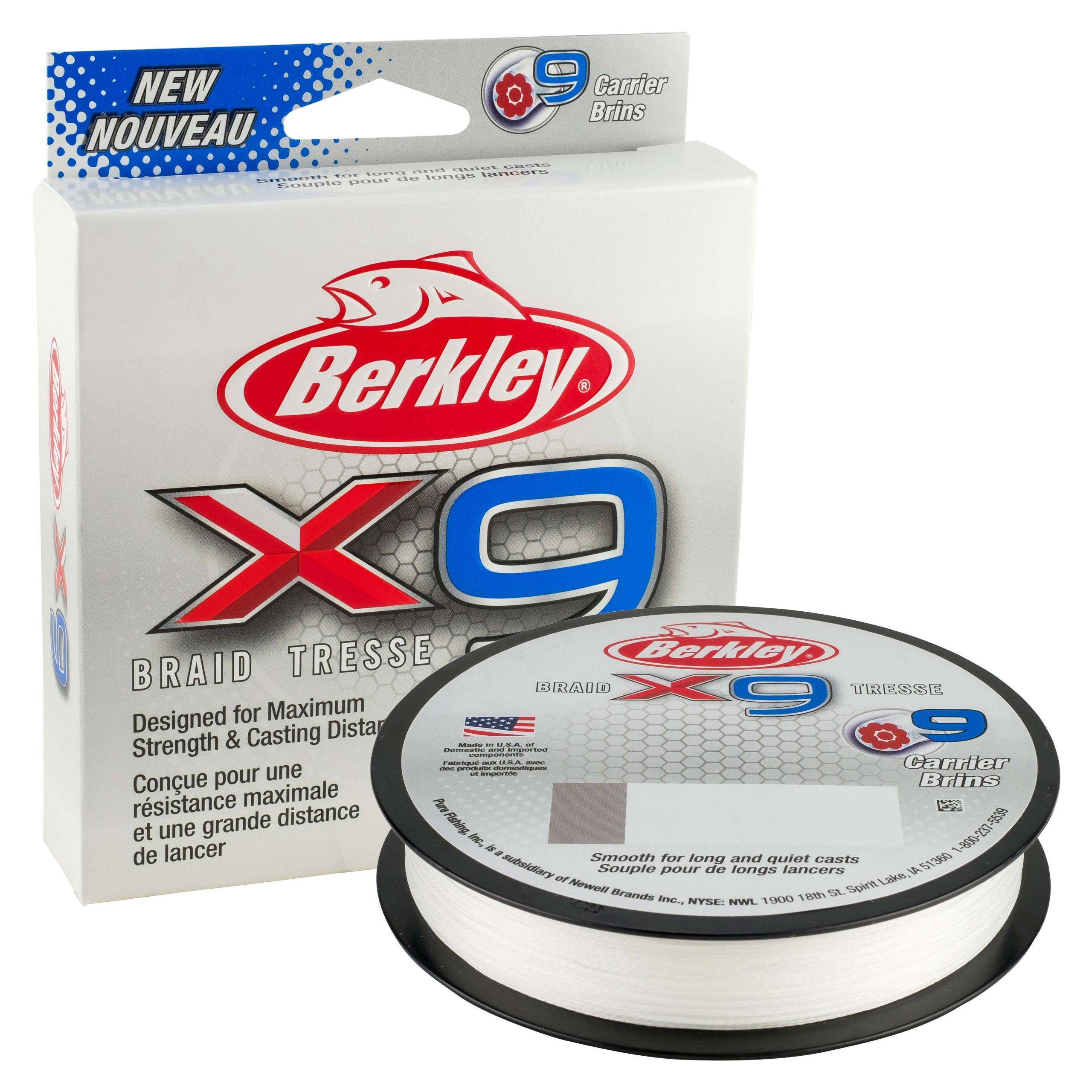 X9 Braid<BR>
Berkley<BR>
$17.99/165 yd. spool<BR>
Strength and reliability play an important role in selecting a braided line, which is why many anglers typically use braided lines comprised of either four or eight strands. The new Berkley x5 and x9 braided lines take strength and reliability to the next level by adding another strand, respectively, all while keeping the same diameter as traditional four- and eight-carrier braids. Available in 8-100 lb. test. 