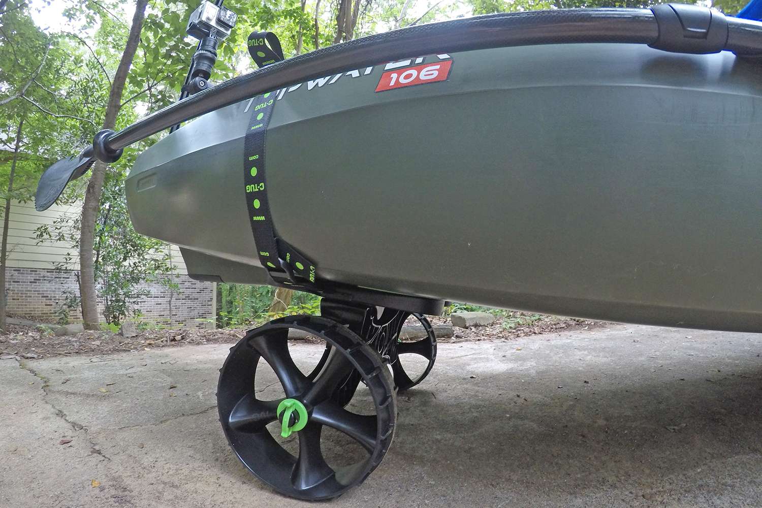 The C-Tug Kayak and Canoe cart makes hauling and launching the Topwater a piece of cake. 