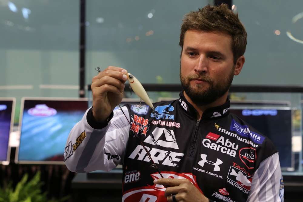 Justin Lucas (I asked him to ponder one of his new topwater baits). 
