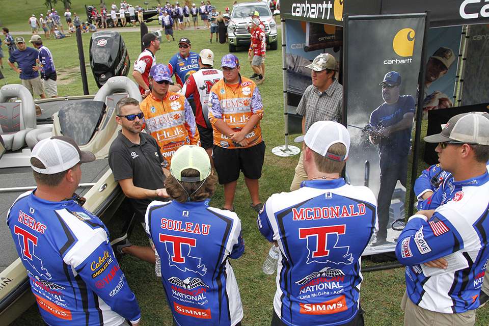 Some teams stop by the Carhartt booth and hangout.