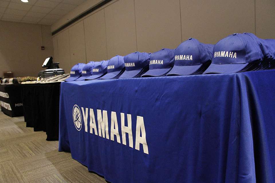 Yamaha had their iconic hats for fishermen to grab.