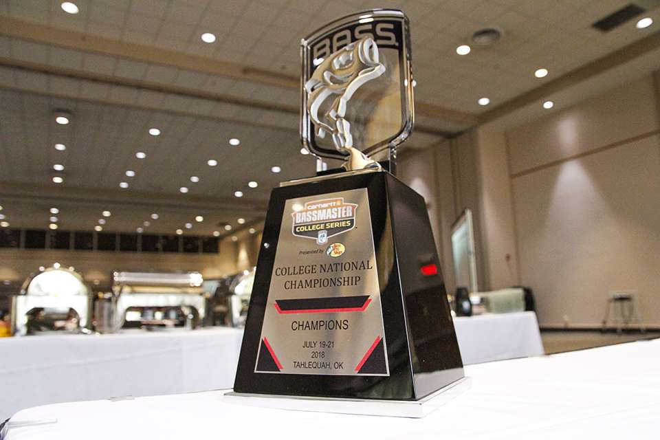 This would be the real gift for a team this week. The Carhartt Bassmaster College Series National Championship trophy.