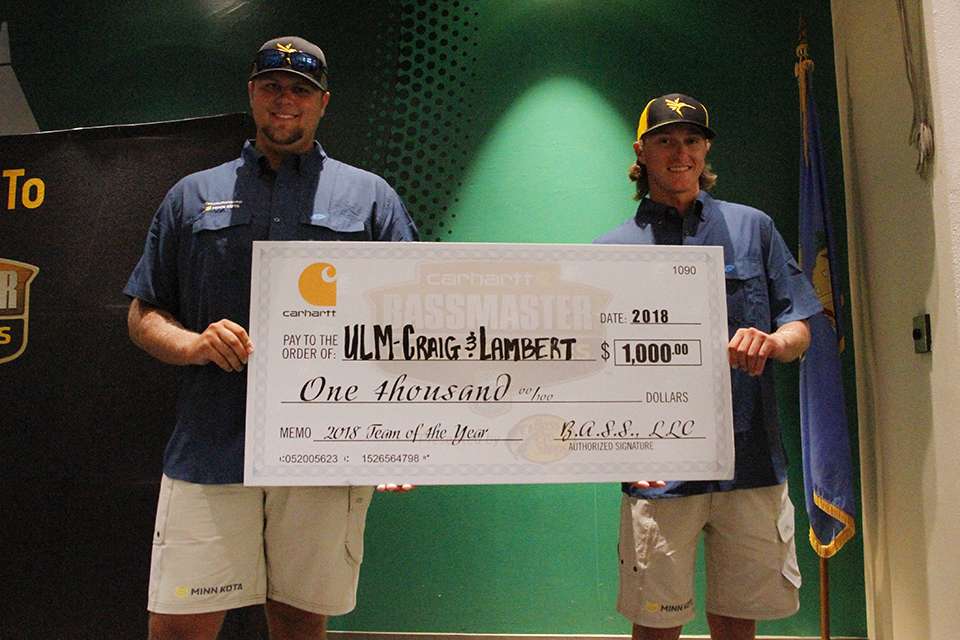 For winning Team of the Year, Craig and Lambert won $1,000 for their feat.