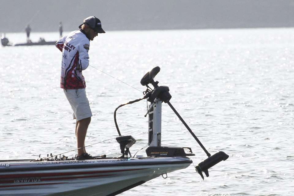 Ward gets his line untangled from the trolling motor.