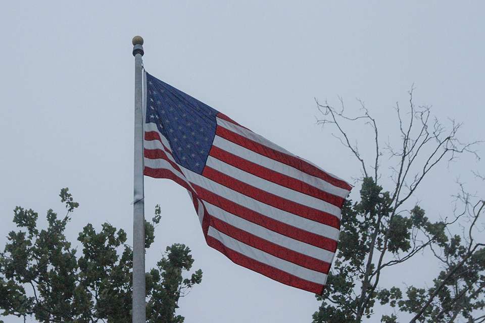 The flag hung over the takeoff site as we neared takeoff time.