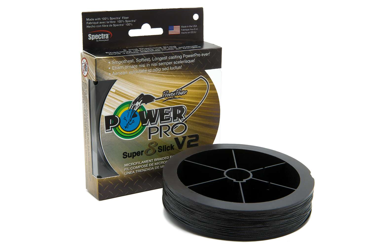 <b>PowerPro SuperSlick 8 V2</b></p> <br>This new line has been re-engineered for a whole new level of toughness. Combining a new 8-end, dense weave construction with the proven EBT coating process, SSV2 now delivers all of the smooth, silent benefits of original SuperSlick, plus added abrasion toughness that provides the power to rip through the heaviest cover with the same force as traditional 4-end braids. Available in traditional Blue, the popular Moss Green and now introducing Hi-Vis Aqua Green for the visibility minded angler, and Onyx for those looking to catch the monster Bass.
