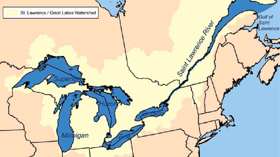 The St. Lawrence River, which is part of the international boundary between Canada and the U.S., runs 1,900 miles from its farthest headwater to the mouth. 