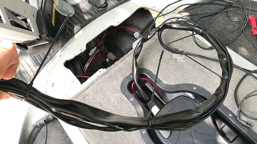 To make this technology work, youâll have to run Ethernet and universal sonar from the trolling motor head down the drive cables. I cleaned the mess up with zip ties. 