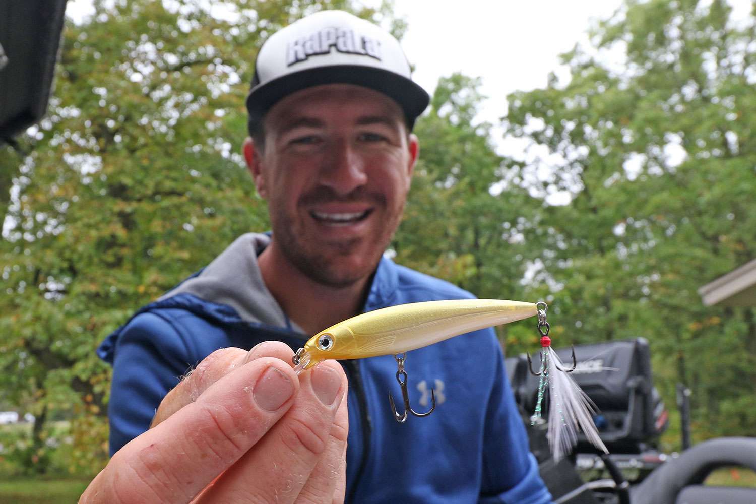 The X-Rap from Rapala is a jerkbait that forces fish to react. He loves it for a number of reasons, especially for northern smallmouth bass during spring and fall when the water temps are cool and fish are feeding heavily. 