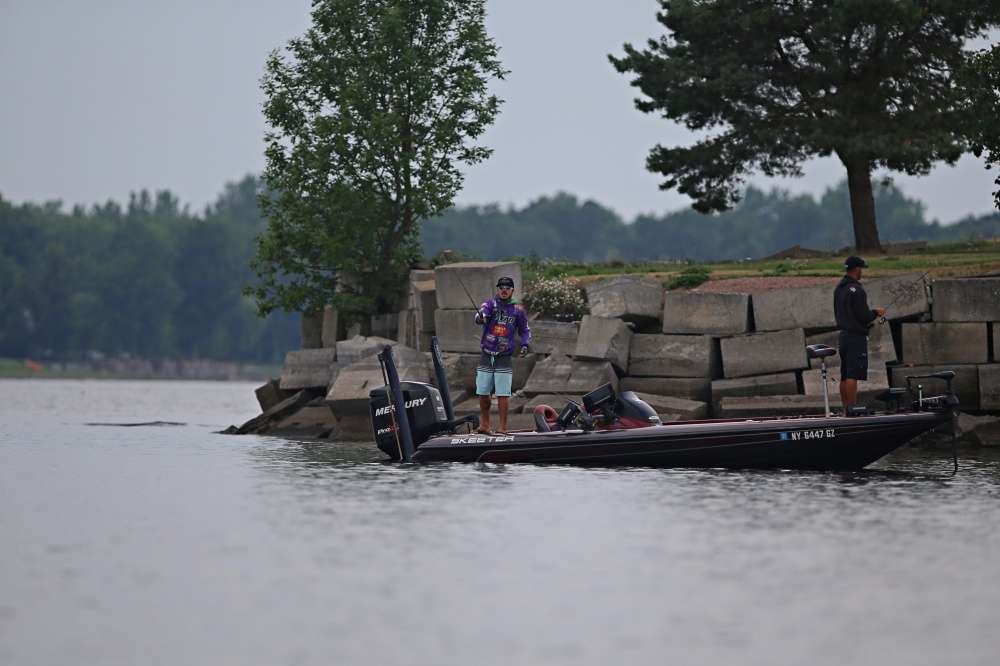 A sunless morning greeted anglers on Day 2 of the Bass Pro Shops Eastern Open on Lake Champlain. 