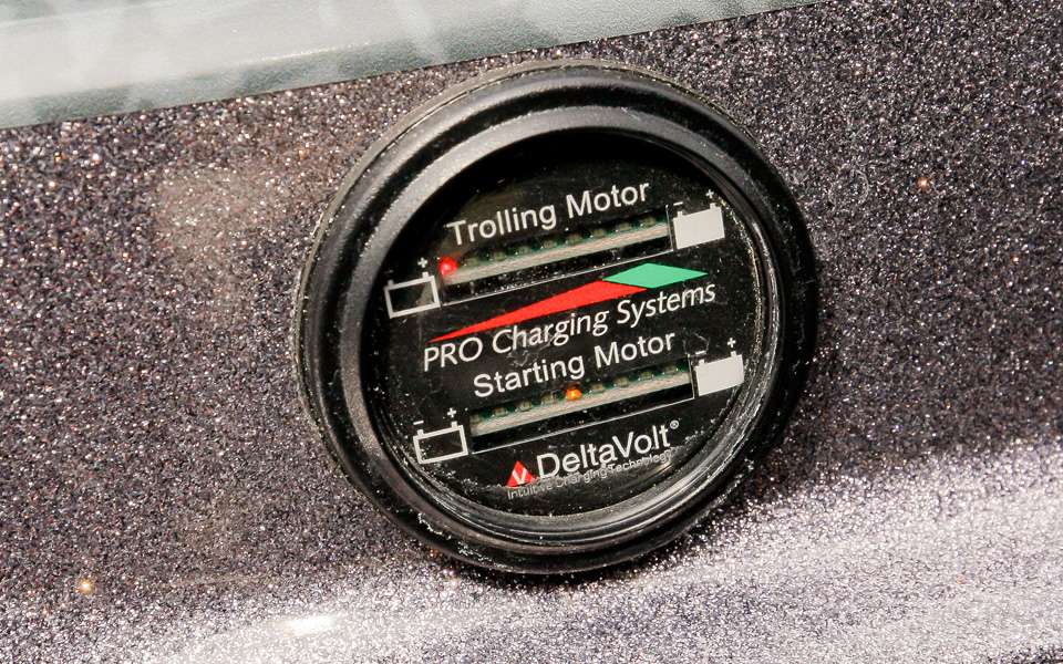 Near the rear there is a voltmeter that indicates battery charge levels without lifting the back lid. 