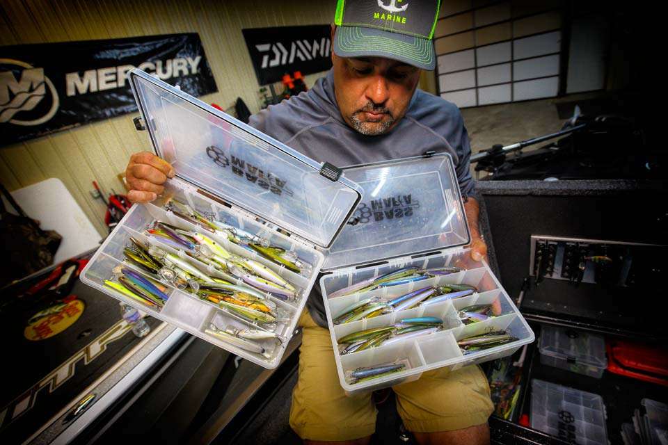 We caught up with Zona during the spawn/postspawn period in Michigan, so the box included a healthy array of jerkbaits, all packed in a Bass Mafia storage system. He carries a lot for two reasons: One for the colors and two because so many places are full of pike. âI could blast through a whole box in no time,ââ Zona said. 