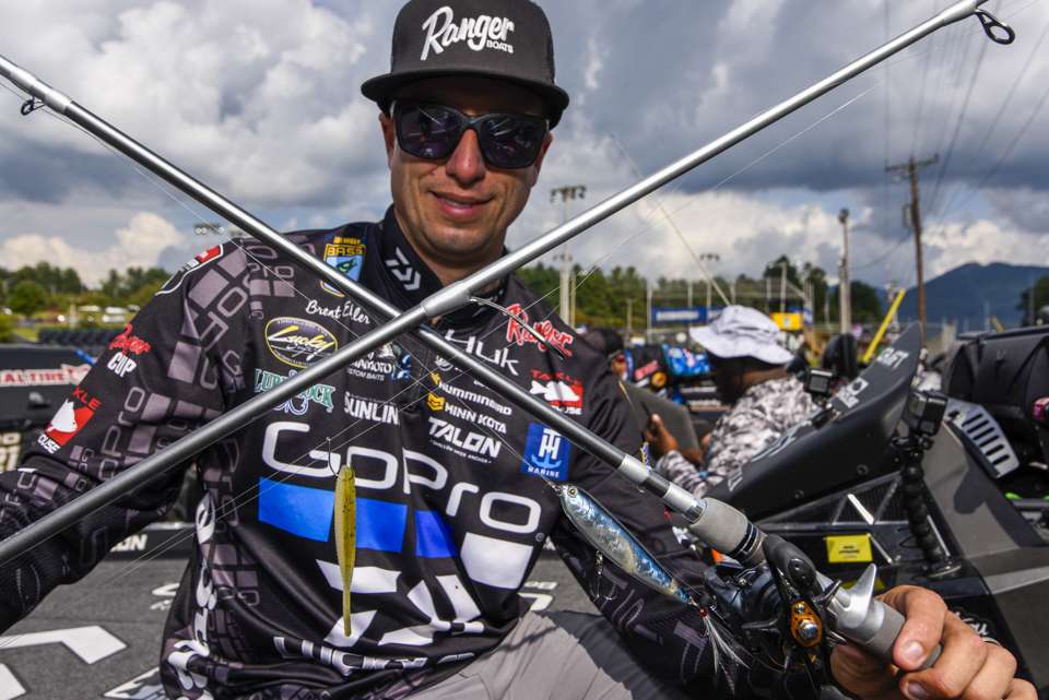 <b>Brent Ehrler</b><br>
To finish fourth, Brent Ehrler rotated through a topwater and drop shot. For that 
he used a 4-inch Yamamoto Shad Shape Worm on No. 1 Gamakatsu Drop/Split Shot Hook and 1/4-ounce Eagle Claw Tungsten Weight. For topwater action he chose a 4-inch Lucky Craft Sammy 100. 
