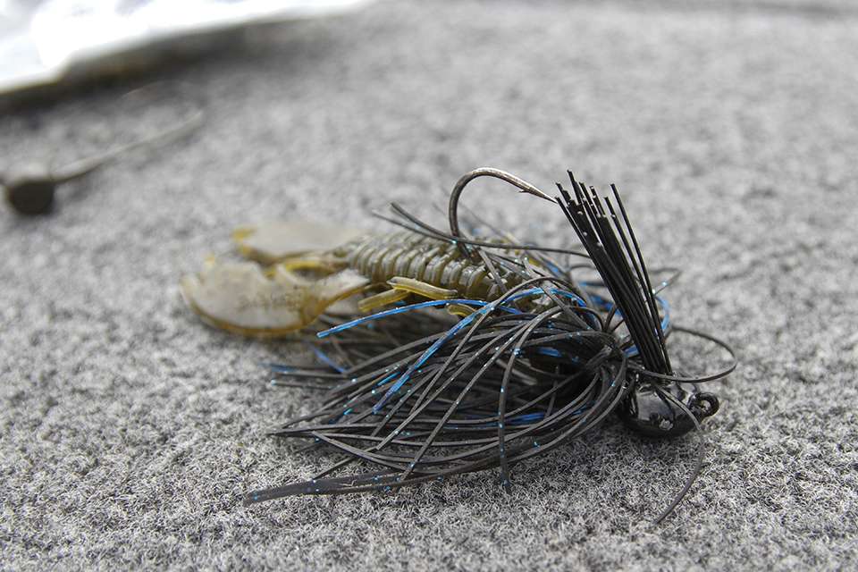 A 7/16-ounce 4x4 Bobby Lane Signature Series Jig with 2.5-inch PowerBait MaxScent Power Chunk trailer was another choice. 
