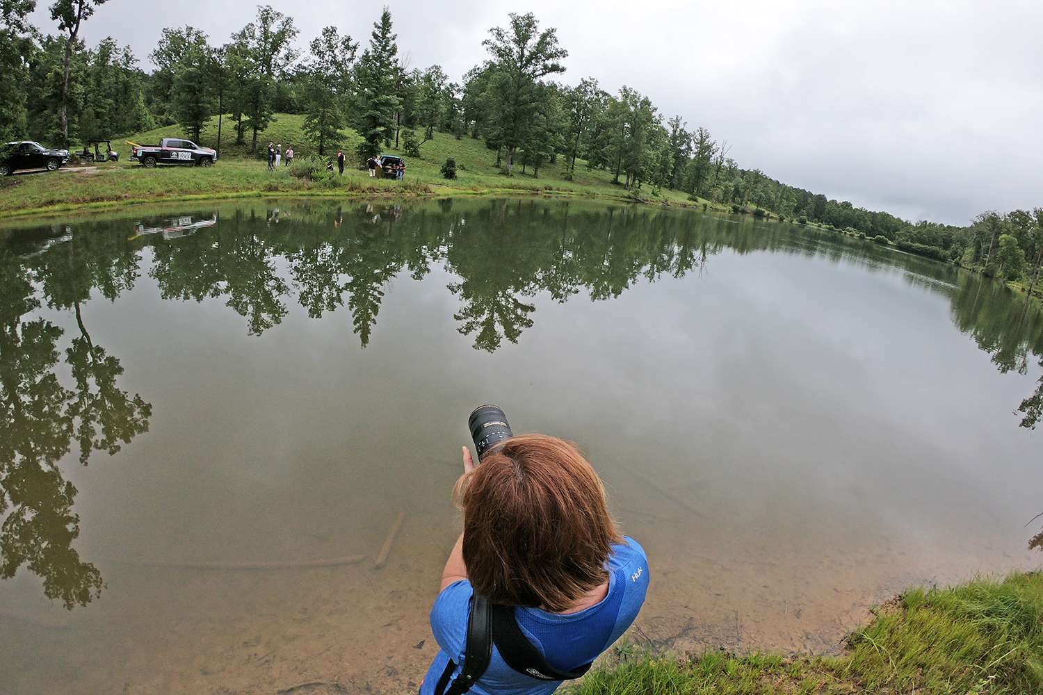 As the Forty Creek crew and Bassmaster photographer Gary Tramontina were getting things set up for the day's shoot, Bassmaster Art Director Laurie Tisdale found a unique perspective for additional photos. 