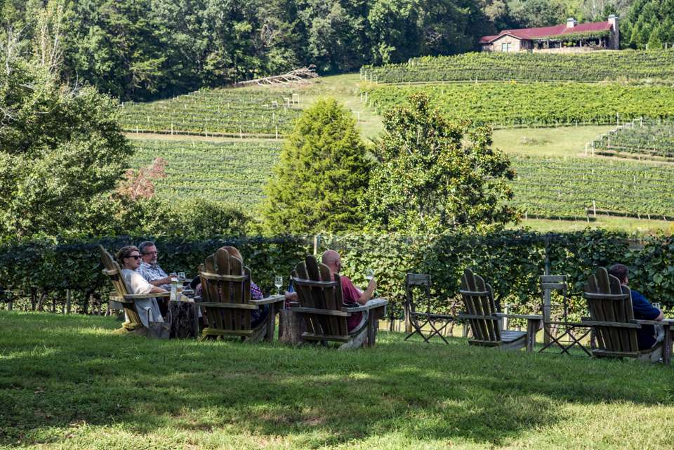 There are wineries all around the Hiawassee area, and you can even visit some of the vineyards. Patrons of Crane Creek Vineyard about 3 miles outside Young Harris were sampling wines while overlooking the rows of grape vines.