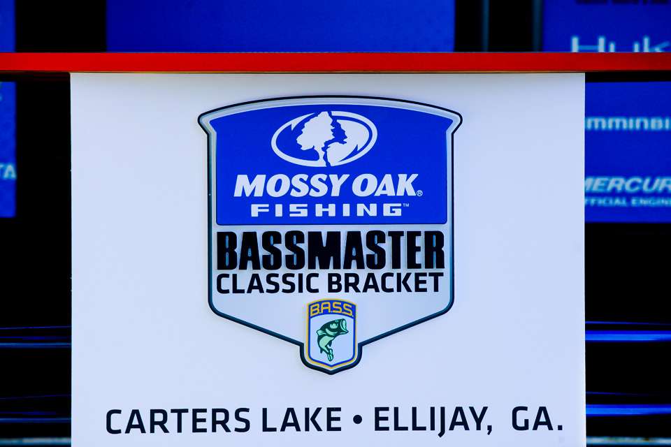 The pros competing for three Bassmaster Classic berths gather for a meeting before the Mossy Oak Fishing Bassmaster Classic Bracket begins.
