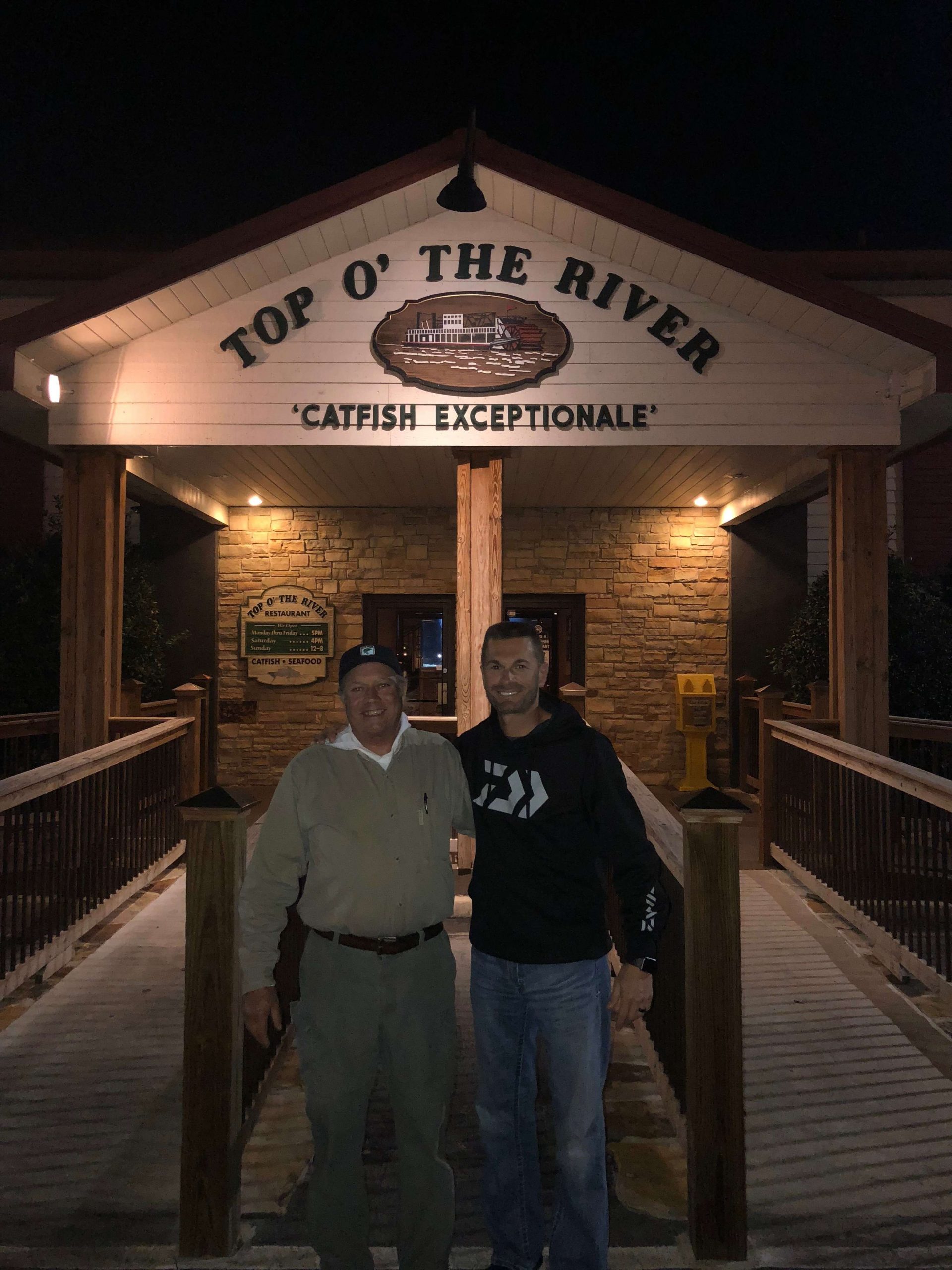 After a full day of fishing, Randy and Walt headed off to the Top O the River restaurant in Guntersville for a hot meal.