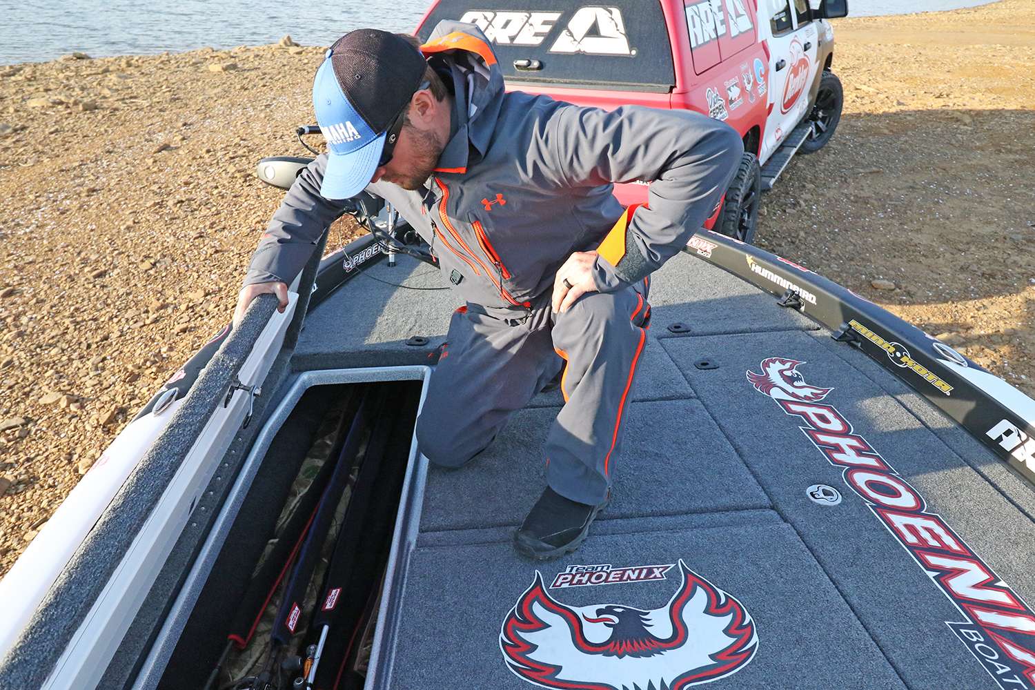 Digging into the first rod locker, Lucas looks for a couple of his favorite Abu Garcia sticks. 