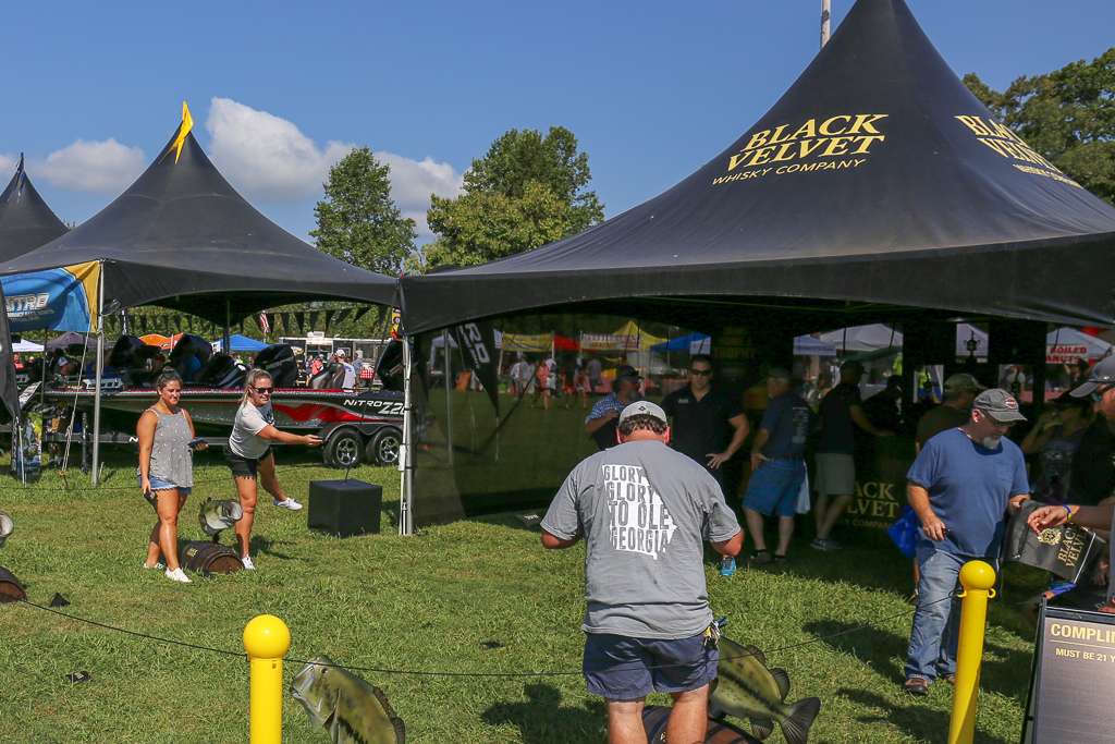 Fans started the day by playing a special version of cornhole, or beanbag toss, made for Bassmaster tournaments. 