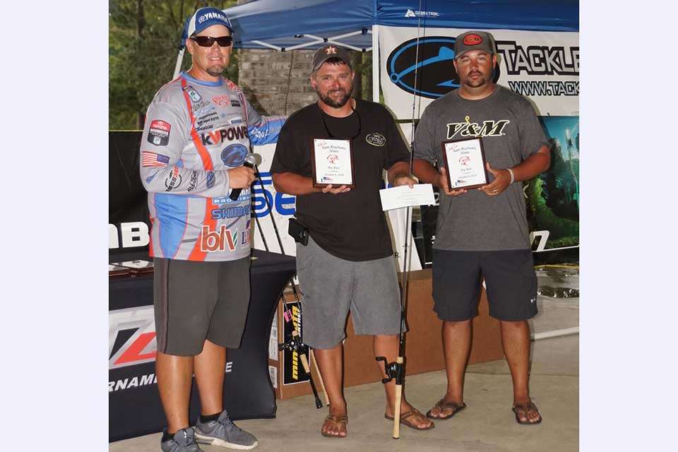 The team of Kevin Jeane and Trey Hebert went away with Big Bass honors for an 8.43-pounder that won a $500 card to Tackle Addict.