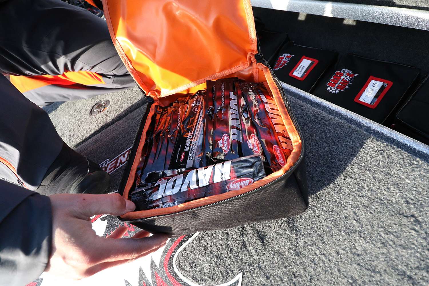 One of the Bass Mafia bags is loaded with Berkley Havoc.