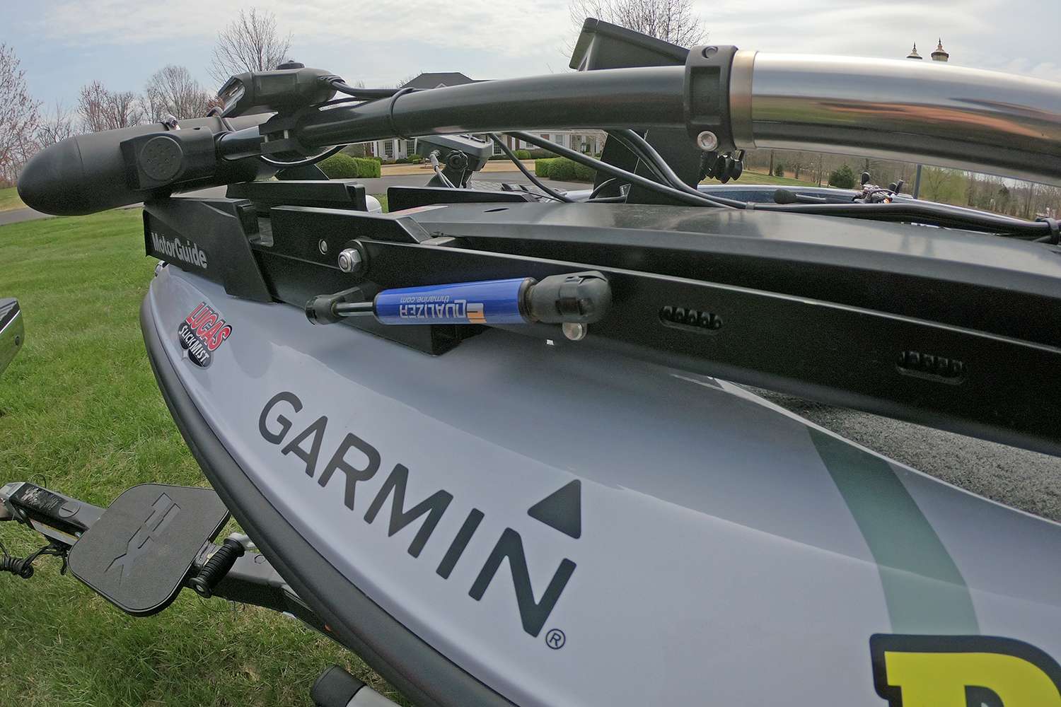 His trolling motor is rigged with several accessories, including a TH Marine Equalizer Trolling Motor lift assist.