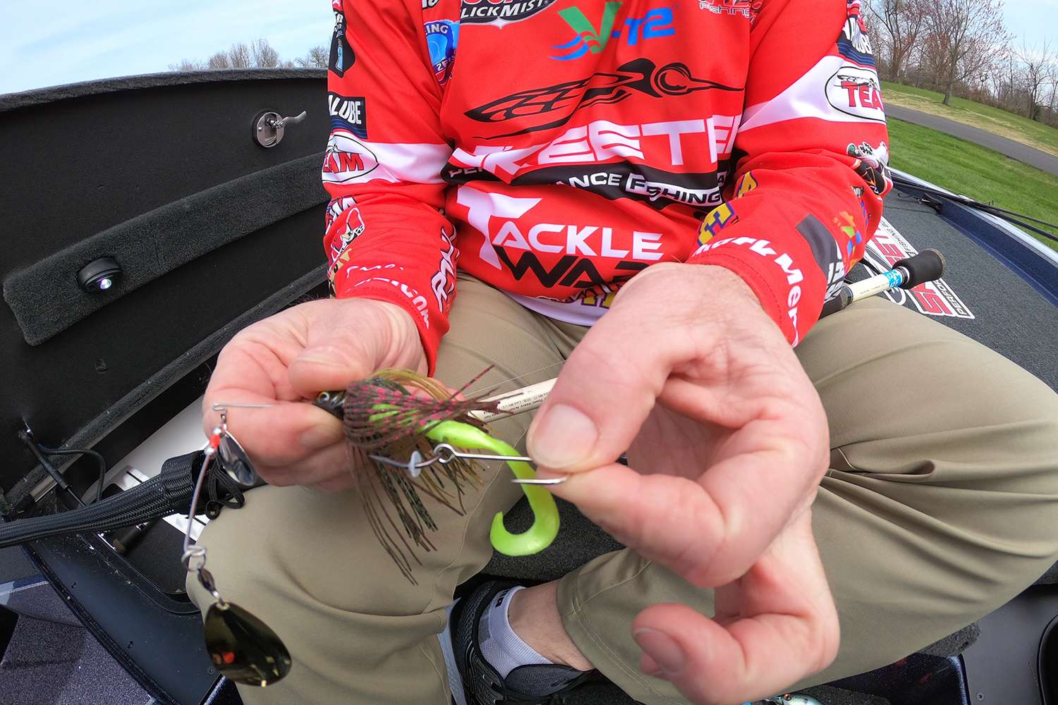Anytime the bass are short striking he'll add a stinger or trailer hook to the rig. 