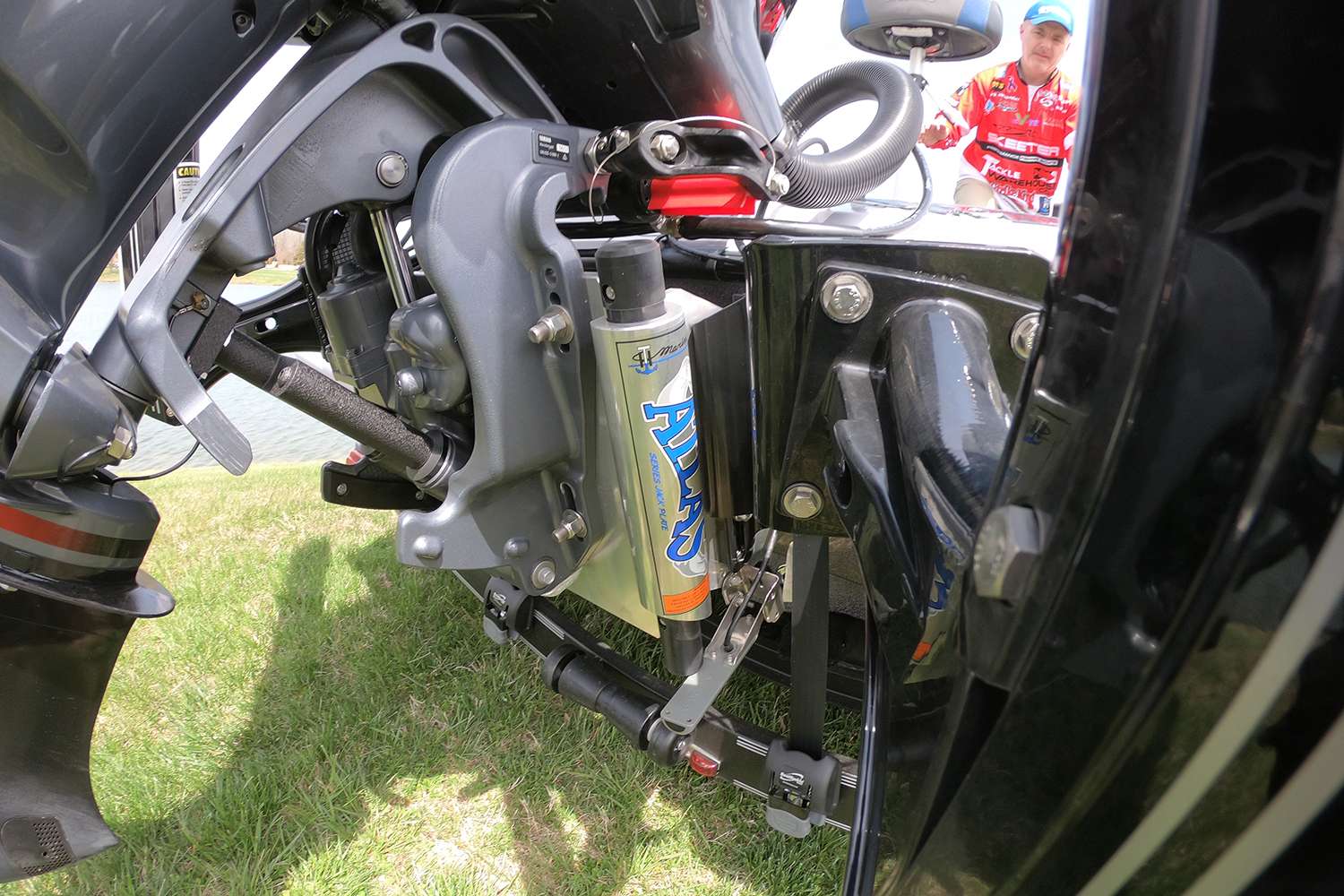 Moving to the rear of his boat, his Yamaha 250 SHO is mounted on an Atlas Hydraulic Jackplate. 
