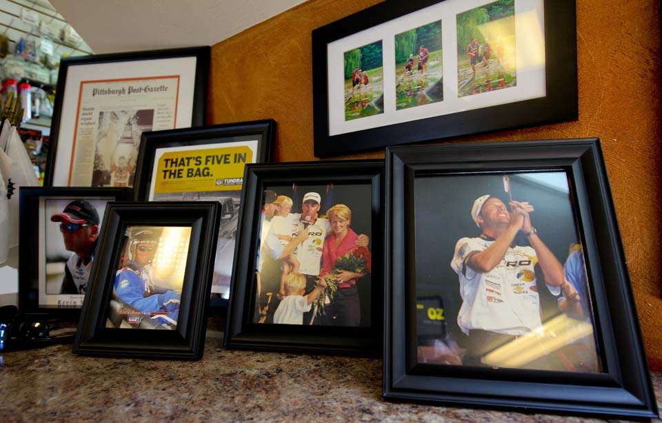 They share the same space as photos from his first Classic and those with his wife and sons. 