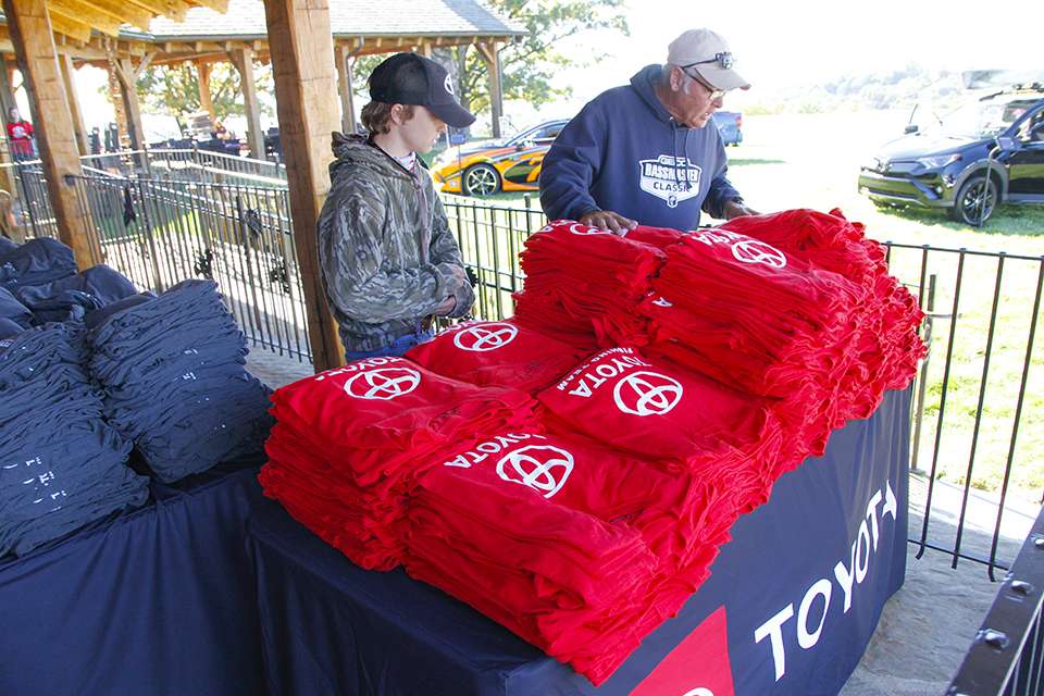 Toyota shirts, hoodies, hats and more were set out for anglers to enjoy.