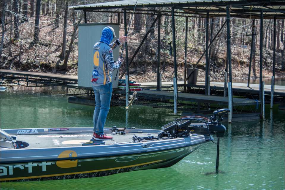 <b>Lake Hartwell</b><br>
Prespawn conditions prevailed in March during the GEICO Bassmaster Classic presented by DICKâS Sporting Goods. Jordan Lee intercepted bass staging along boat docks. 
