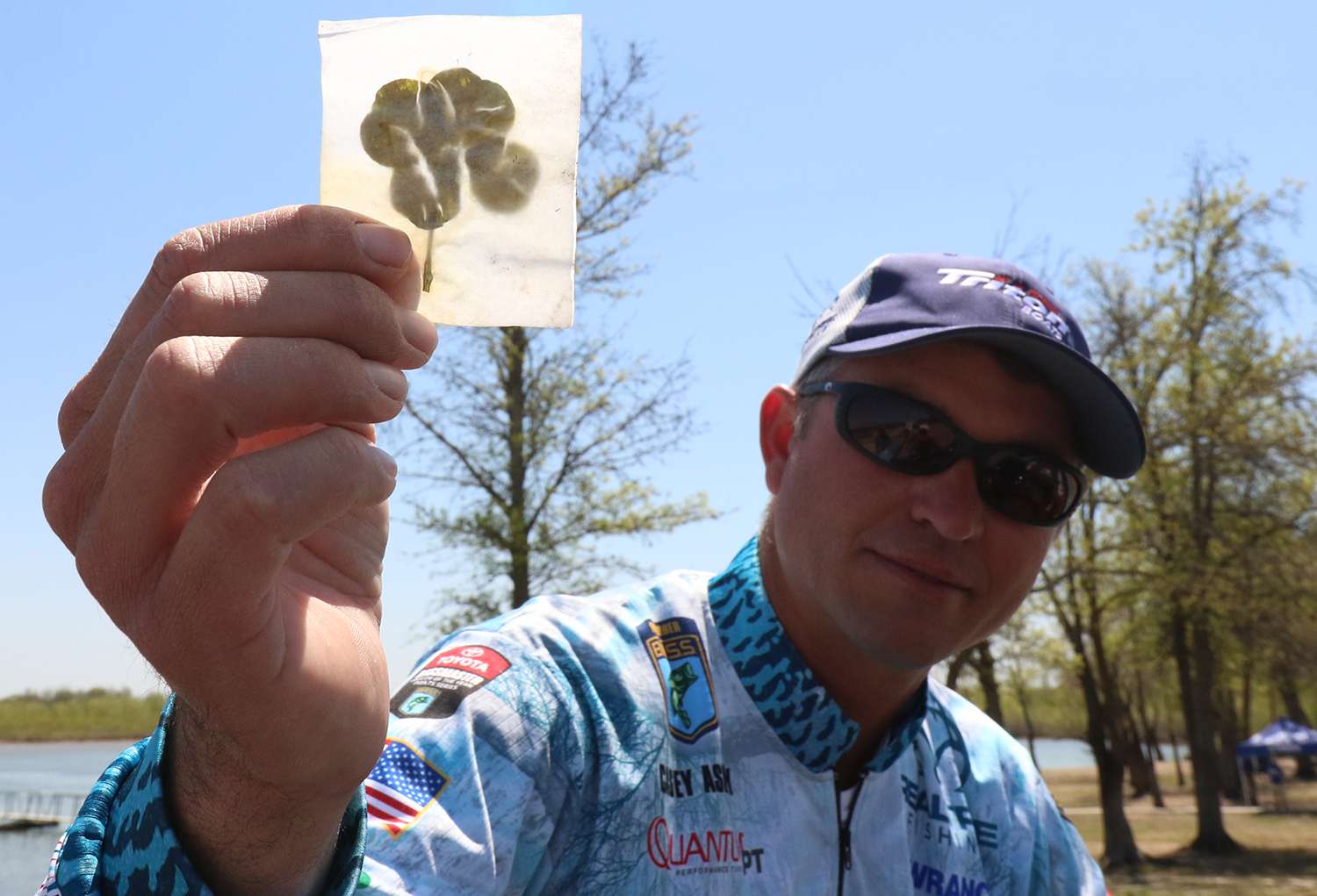 Casey Ashley keeps this four-leaf clover as his 