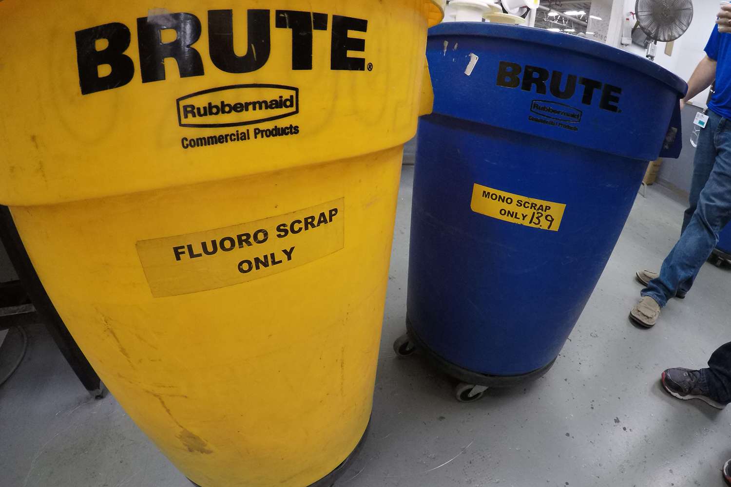 These two trash barrels get filled up with tested line on a regular basis. 