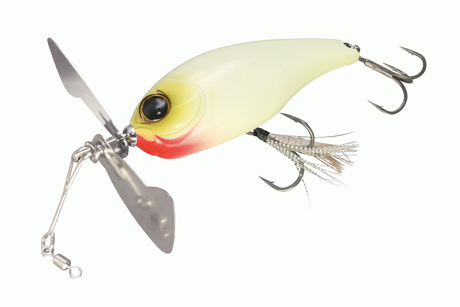 <p><b>Jackall Lures ChopCut, $22.99</b></p> With an asymmetrical prop design to ensure proper rotation and creating different sounds depending on retrieve speed, Jackallâs new ChopCut topwater lure features a front wire with attached swivel. Anglers can cast freely without their line tangling with the prop, plus a swiveling feathered front hook helps prevent bass from spitting the lure. Jackall puts a special coating on both the front and rear treble hooks for easier penetration. The 3 1/4-inch ChopCut topwaters weigh in at 0.8-ounces and are offered in six colors - green frog, black white bone, RT chartreuse gill, bone white, skeleton bone and HL bluegill. <a href=