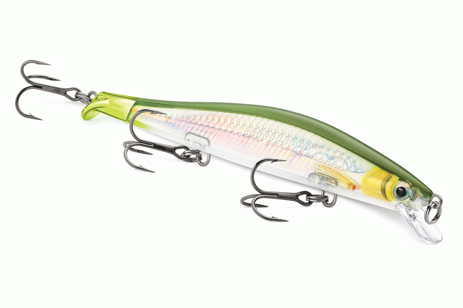 <p><b>Rapala RipStop 12, $10.99</b></p> The RipStop tail design creates a fast ripping, hard stopping, flashing swimbait action. Its forward motion stops on a dime, with a subtle shimmy before coming to rest, then ever so slightly lifts its head with a super slow rise. Fish it like a swimbait or a jerkbait, there is no wrong way. Now in a larger size with three treble hooks, the bass are in trouble!<br> <a href=