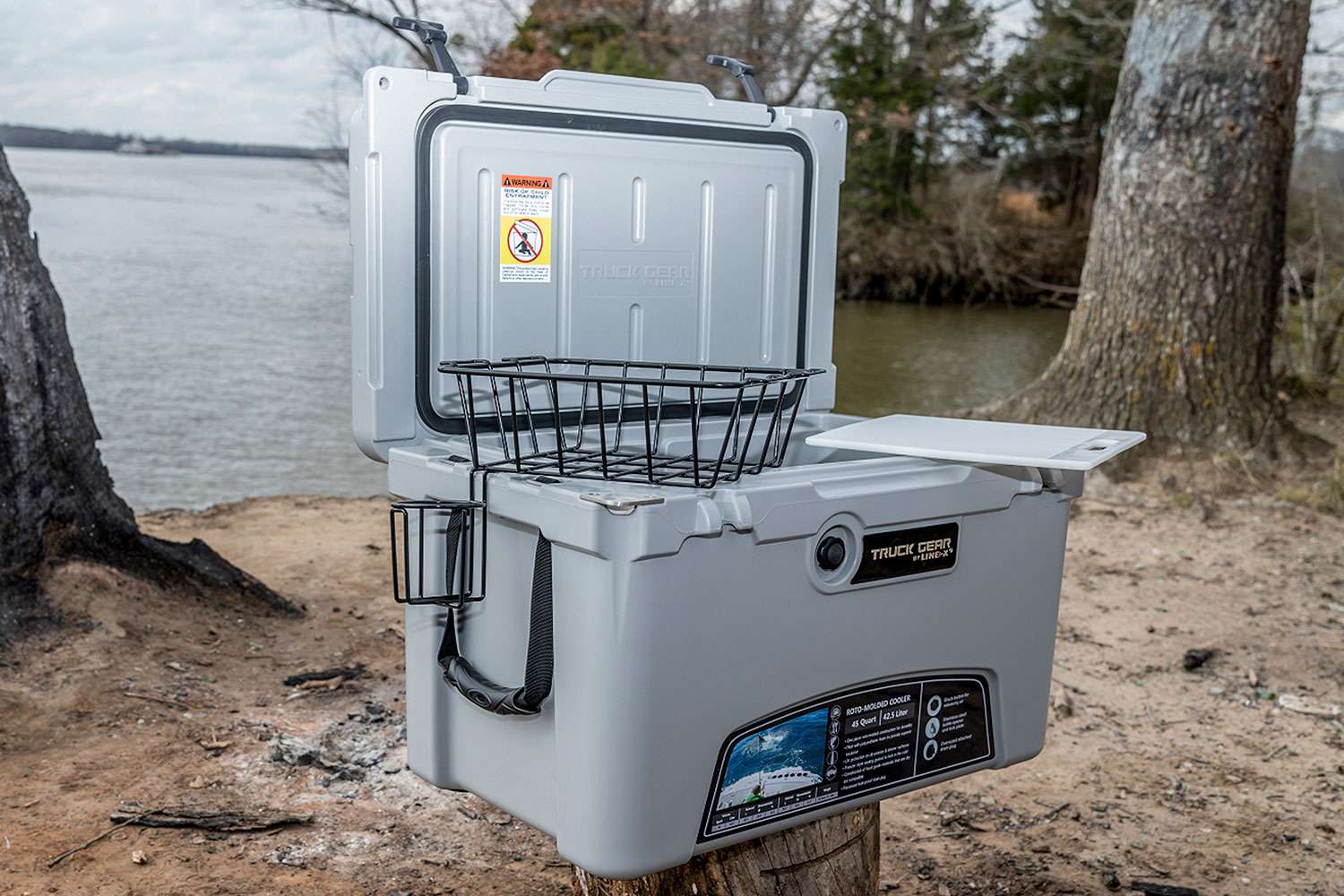 <p><b>Truck Gear by Line-X Expedition Cooler, $139-$389</b></p> Available in 20-, 45-, 74- and 110-quart sizes and feature thick walls that keep ice frozen for long periods of time, and a roto-molded design for extreme durability. The large drain includes cap retention chain, and can be connected to a standard garden hose. Includes anti-skid feet, a commodity shelf, chopping board and cup holder. <br> <a href=