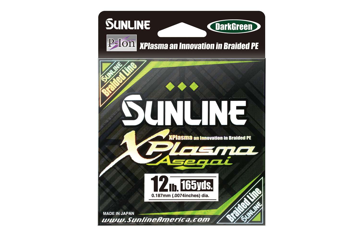 <p><b>Sunline XPlasma Asegai, $23.99-$75.99</b></p> Xplasma Asegai is an eight stranded braided line using Izanas braided line construction and is the first braided line to be made with Sunlineâs patented P-Ion process technology. This results in a braided line that has a slicker surface, creating less friction when passing through the rods line guides, increased casting distance, and cutting down on line noise. It is manufactured with strong water repelling characteristics and has improved abrasion resistance increasing the lines performance. </p>  <p>XPlasma Asegai will come in two spool sizes 165 and 600 yards, and will be available in 8-, 10-, 12-, 16-, 18-, 30-, 50- and 60-pound break strengths, and will be available in two colors light green, and dark green.  <br> <a href=