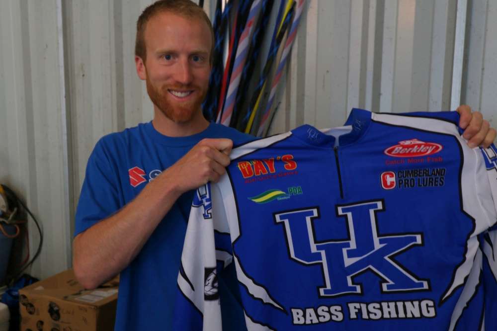 Brandon was the first college angler to compete on the Elite Series, and kept his jersey handy to remember those days. 