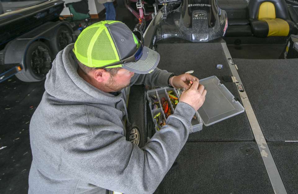 A.J. Slegona found lures that were tangled together when he opened this tackle box.
