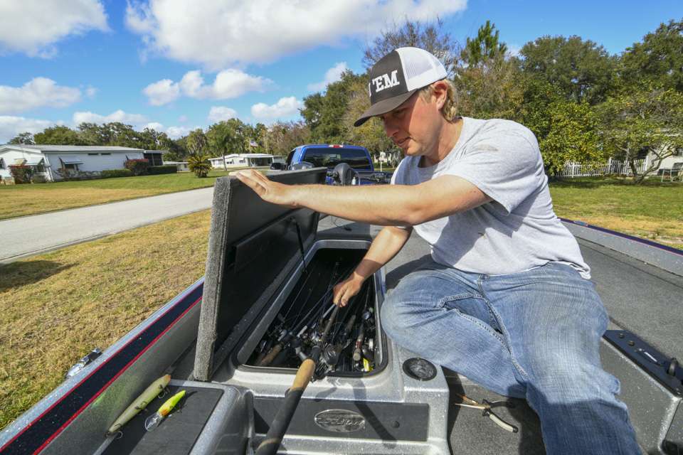 Matt Robertson, who in December won the individual competition of the Bassmaster Team Championship on the Harris Chain, took advantage of the down time to try and add some organization to his tackle (which he readily admitted was a challenge).