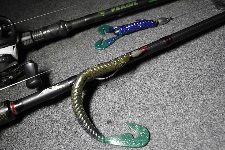 His soft plastics were the Gambler Burner Worm and the Gambler Burner Craw. The worm was utilized in casting situations while the craw was used while flipping vegetation.