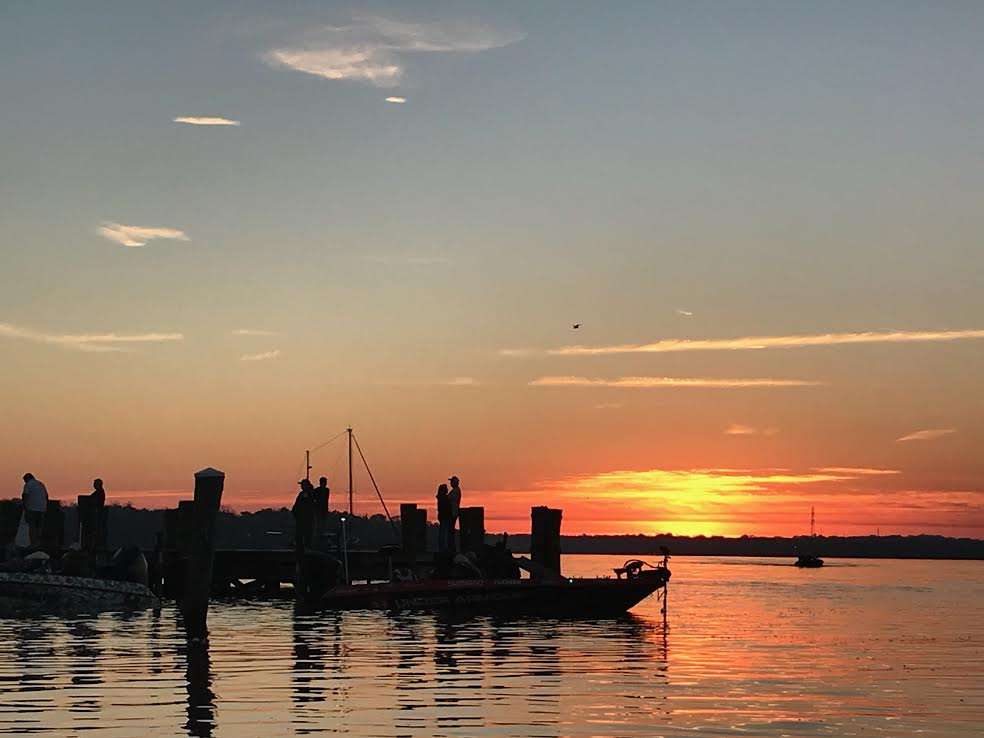Beautiful sunrise greats the Elites on Day 2 of the Power-Pole Bassmaster Elite at St. Johns River.