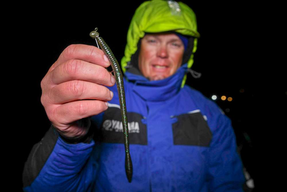 Combs also used a 6.5-inch Strike King Perfect Plastics KVD Finesse Worm rigged on a 3/8-ounce Shakedown Head.  