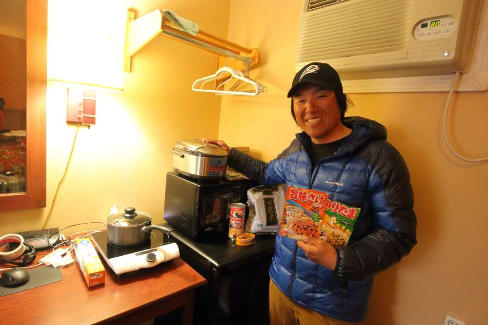Kita brought a Japanese rice cooker with him to prepare his favorite foods during the tournament.  