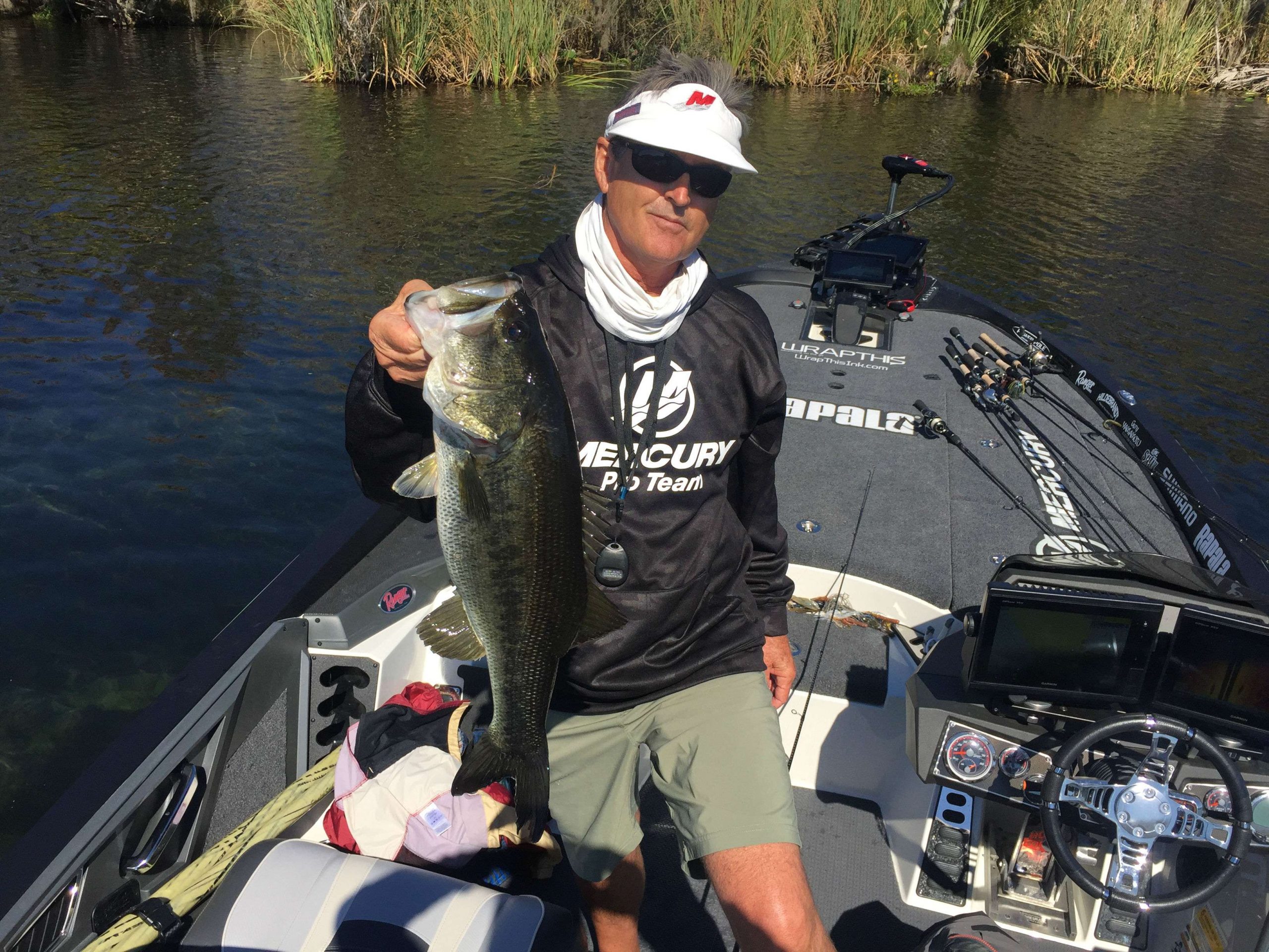 Bernie Schultz has worked this bass two hours.  He found the sweet spot on the bed and it was lights out . Got it to the boat on light line so it was quite nerve wracking.