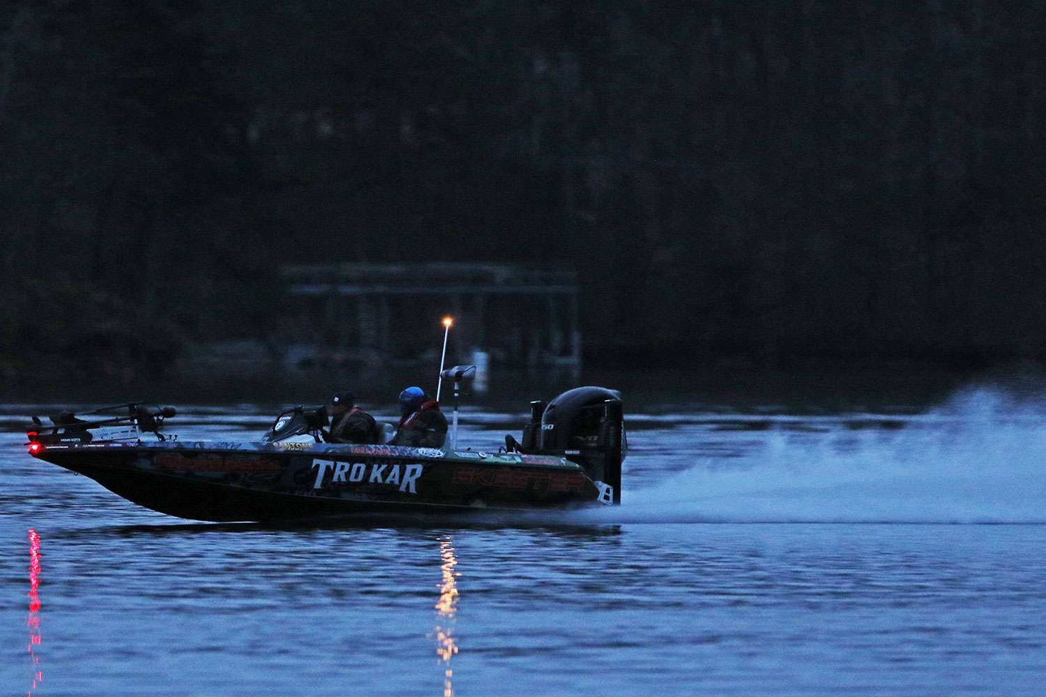 Chris Zaldain gets in on some early spotted-bass action on Day 2 of the 2019 Toyota Bassmaster Elite at Lake Lanier.